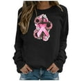 thumbnail image 2 of Jsaierl Chandails Roses pour Femmes Chandails de Sensibilisation au Cancer du Sein Manches Longues Col Rond Chandail à Enfiler Hauts Graphiques Roses Cadeau Inspirant pour Femmes, 2 of 5