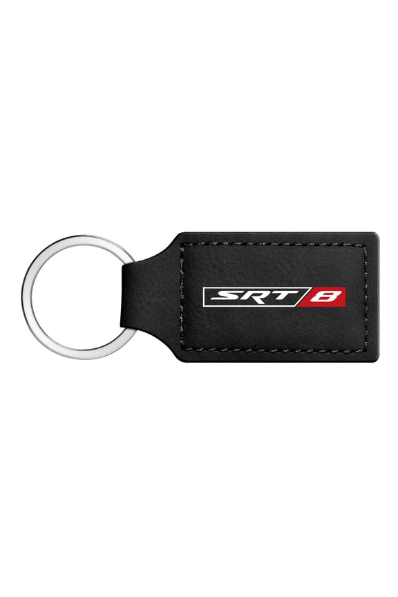 SRT-8 Logo Rectangular Black Leather Key Chain for Dodge Jeep RAM