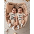 thumbnail image 5 of BemeyourBBs Newborn Twins Matching Outfits for Baby Boy Girl Twice The Love Half The Sleep Romper Short Sleeve Bodysuit 2Piece Come Home Outfit Shirt Summer Clothes Set, 5 of 8