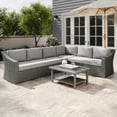 thumbnail image 6 of Martha Stewart Indoor-Outdoor Modular Patio 6-Seat Sectional Sofa in Gray Rattan Wicker with Gray All-Weather Cushions, 6 of 11