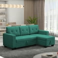 thumbnail image 2 of DEALTOPS Linen Reversible Sleeper Sectional Sofa Bed with Storage Chaise,Green, 2 of 11