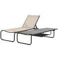 thumbnail image 4 of Ainfox Patio Chaise Lounge Chair Set of 2, 5 Adjustable Positions Outdoor Recliner with Hidden Storage, Breathable Textilene Fabric Steel Frame,Gray/Brown, 4 of 9