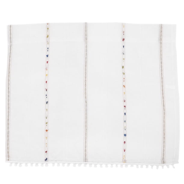 GOOHOCHY Cortina de poliéster con pompones para colgar en la ventana, elegante, para el hogar, corta