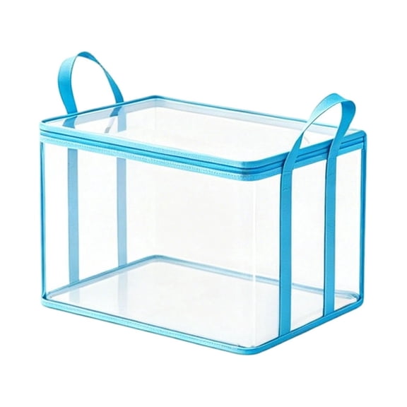 Large Thick Transparent Storage Storage With Hinged Lid Sturdy And Large Capacity Organizing Suitable For Home Travel And Moving Use Towel Storage Bag Extra Large Storage Moving Tote Blanket