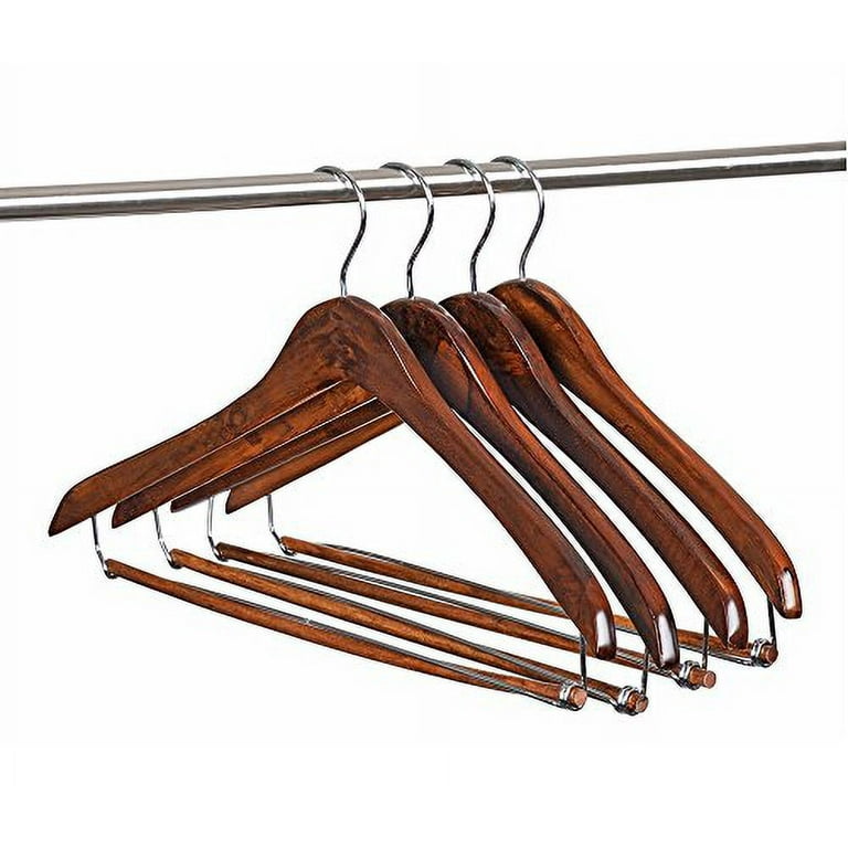  Quality Hangers Wooden Hangers Beautiful Sturdy Suit Curved Hangers  Great for Travelers Heavy Duty Coat Hanger with Locking Bar Gold Hooks (5  Pack) : Home & Kitchen