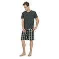 thumbnail image 2 of Men Cotton Pajama Shorts For Men Lightweight Plaid Soft Nightwear Short Sleeves PJS With Pockets, 2 of 5