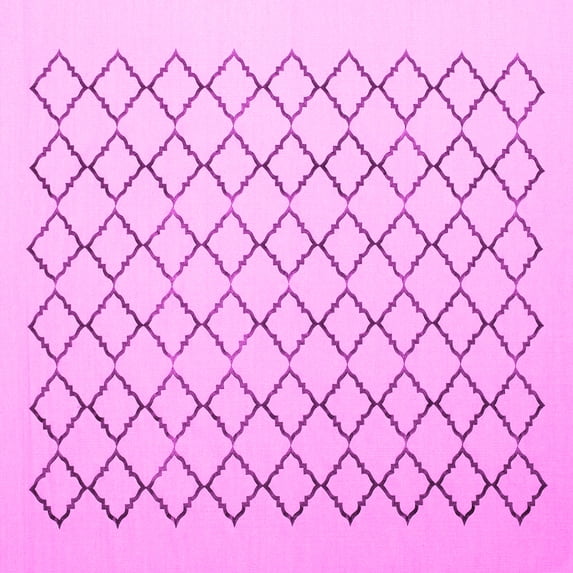 Ahgly Company Indoor Square Trellis Pink Contemporary Area Rugs, 8' Square