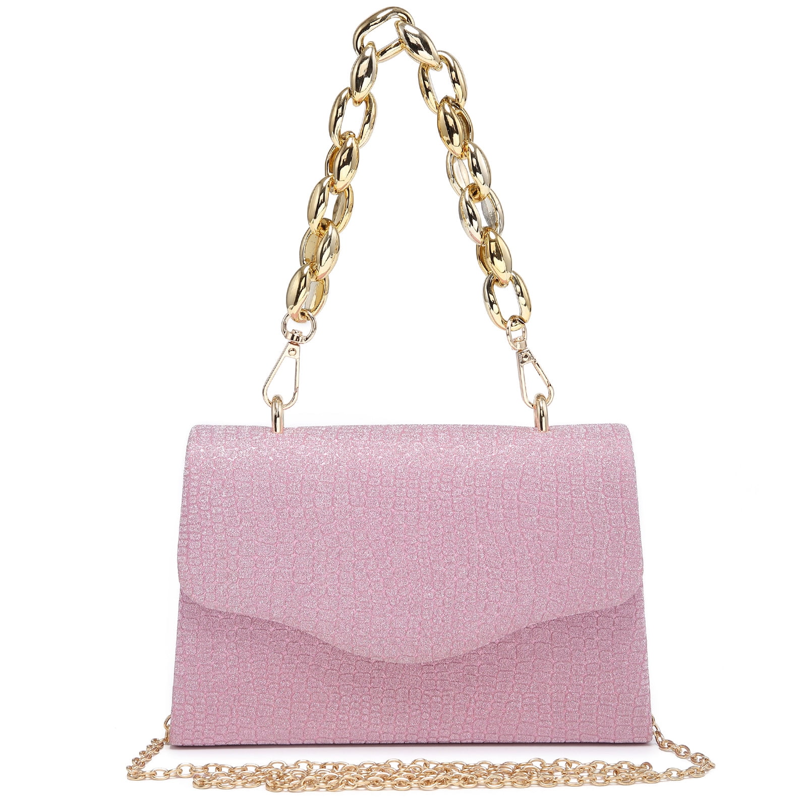 Stylish Pink Glitter Sparkle Wedding Ladies Party Evening Clutch Hand Bag 