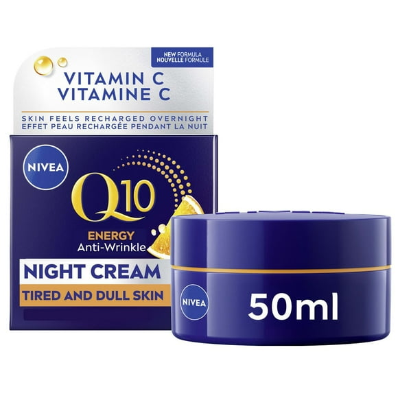 NIVEA Q10 Energy Anti-Wrinkle Night Face Cream, Tired-Looking and Dull Skin