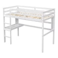 thumbnail image 7 of Twin Loft Bed with Built-in Desk and Bookcase of Three Compartments, Loft Bed Frame with Guardrails and Ladder for Kids Boys Girls Bedroom, No Box Spring Needed, White, 7 of 7