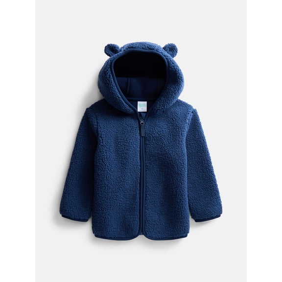 Wonder Nation Baby and Toddler Teddy Fleece Jacket with Hood, Sizes 12M-5T