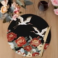 thumbnail image 3 of Peony White Bird Round 13 Inch Placemats Set of 2, Black Farmhouse Retro Japanese Floral HeatResistant Non Slip Place Mats for Dining Table, Wipeable Braided Kitchen Table Mats for Housewarming, 3 of 9