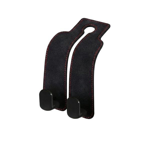 6.69 In Leather Car Seat Headrest ABS Double Hooks Organizer | Durable Leather & Metal Bag Holder | Car Seat Back Phone Mount | Space Saving Purse Hook for Wallets Bags 2 Pack