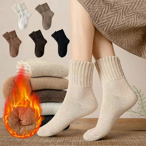 Oksale Ribbed Knit Boot Socks for Women Thick Thermal Warm Winter Socks Cozy Stretchy Cotton Stocking for Skiing Coffee Free Size