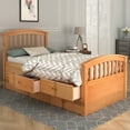 thumbnail image 6 of Twin Size Wood Platform Bed Frame with 6 Storage Drawers, Headboard and 10 Slats, 6 of 7
