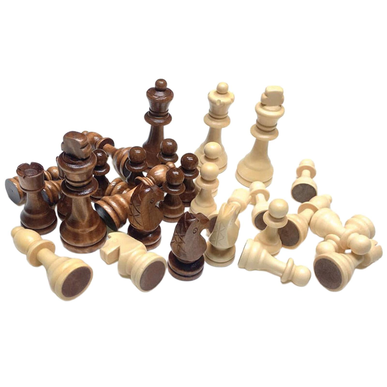 Set of 32 wooden Pieces with a bag Size 3.7''Gift for him Wooden Chess Pieces 