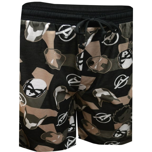 Briefly Stated Mens Marvel Comics Avengers Camo Sleep Shorts (Medium)
