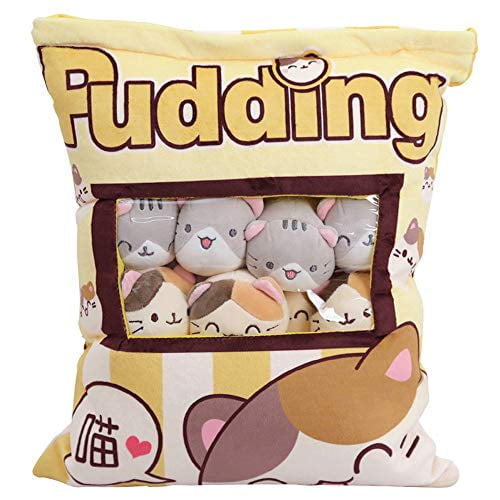Nenalayo Cute Kitty Cat Snack Pillow Pudding Decorative Stuffed Animal Dolls for Bed Couch