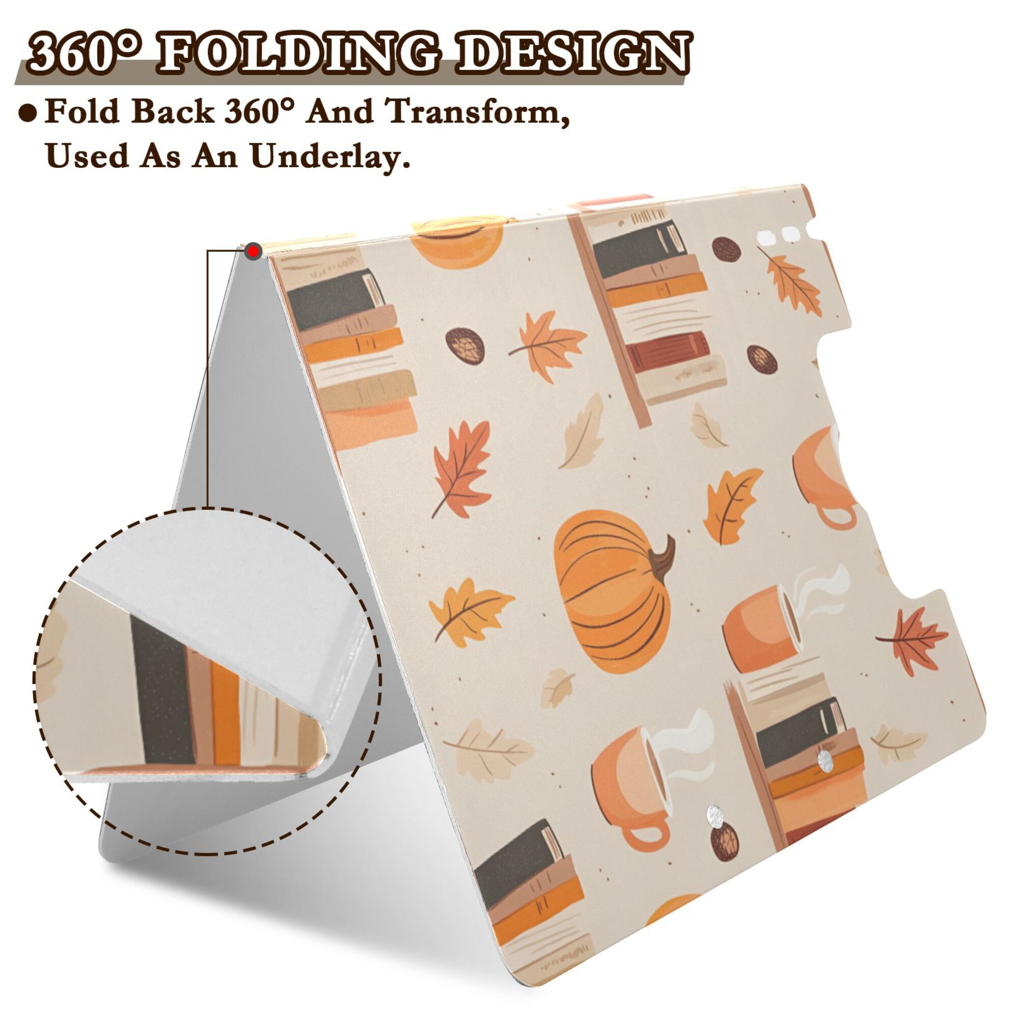 FORMRS A4 Clipboard Folder with Pen Holder Horizontal Foldable School Office Binder, Beige Fall Acorns Pattern