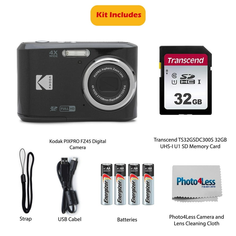 KODAK PIXPRO FZ45 16MP Digital Camera (Black) with 4X KODAK PIXPRO FZ45 16MP Digital Camera (Black) with 4X
