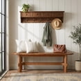 thumbnail image 4 of Finmind Solid Wood Entryway Bench, Shoe Storage Bench, End of Bed, Hallway, Brown, 4 of 8