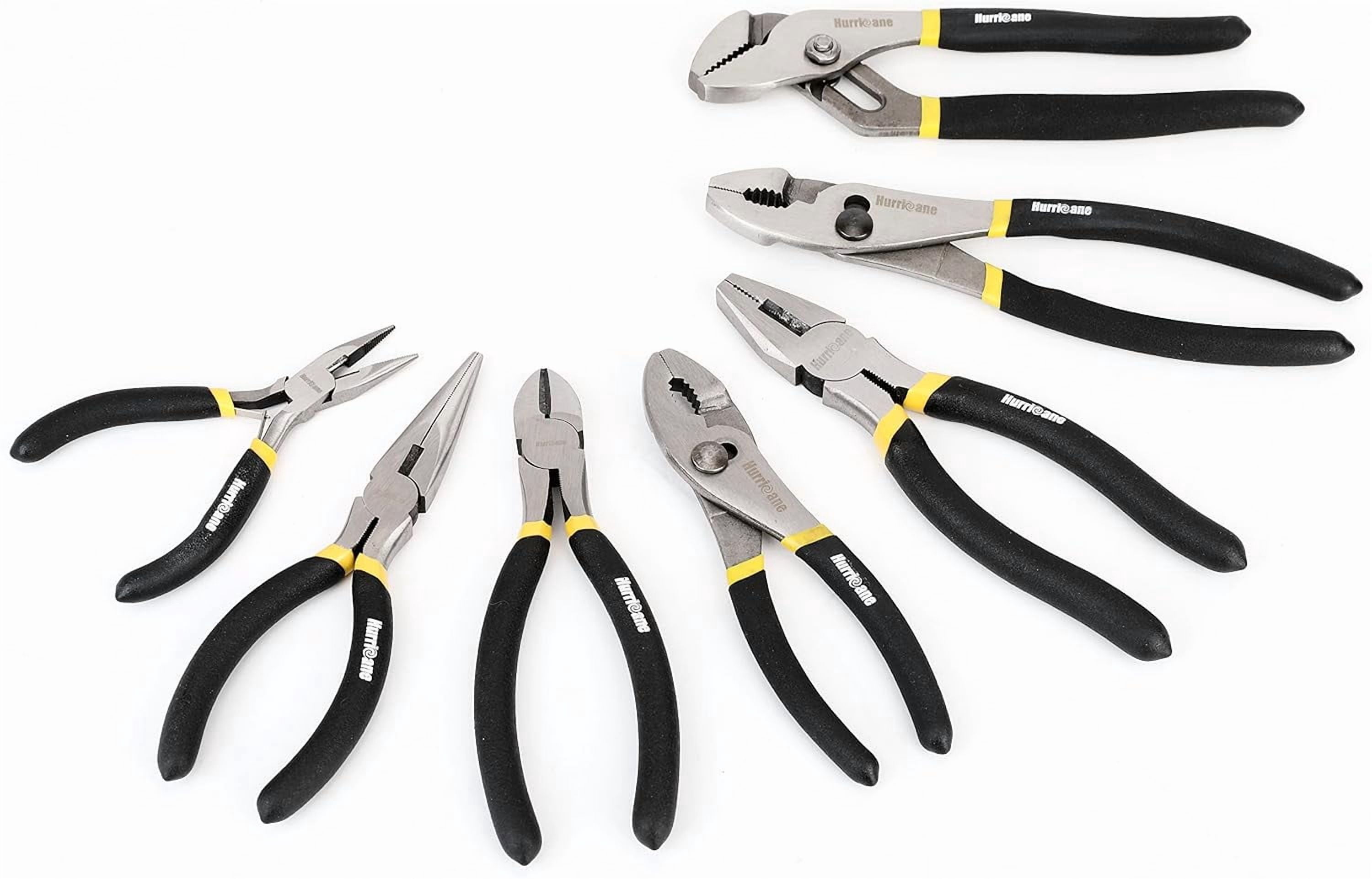 7-Piece Pliers Set - 8 Inch Groove Joint, Slip Joint, 7 Inch Linesman, 6 Inch Diagonal, Long Nose, Mini Long Nose