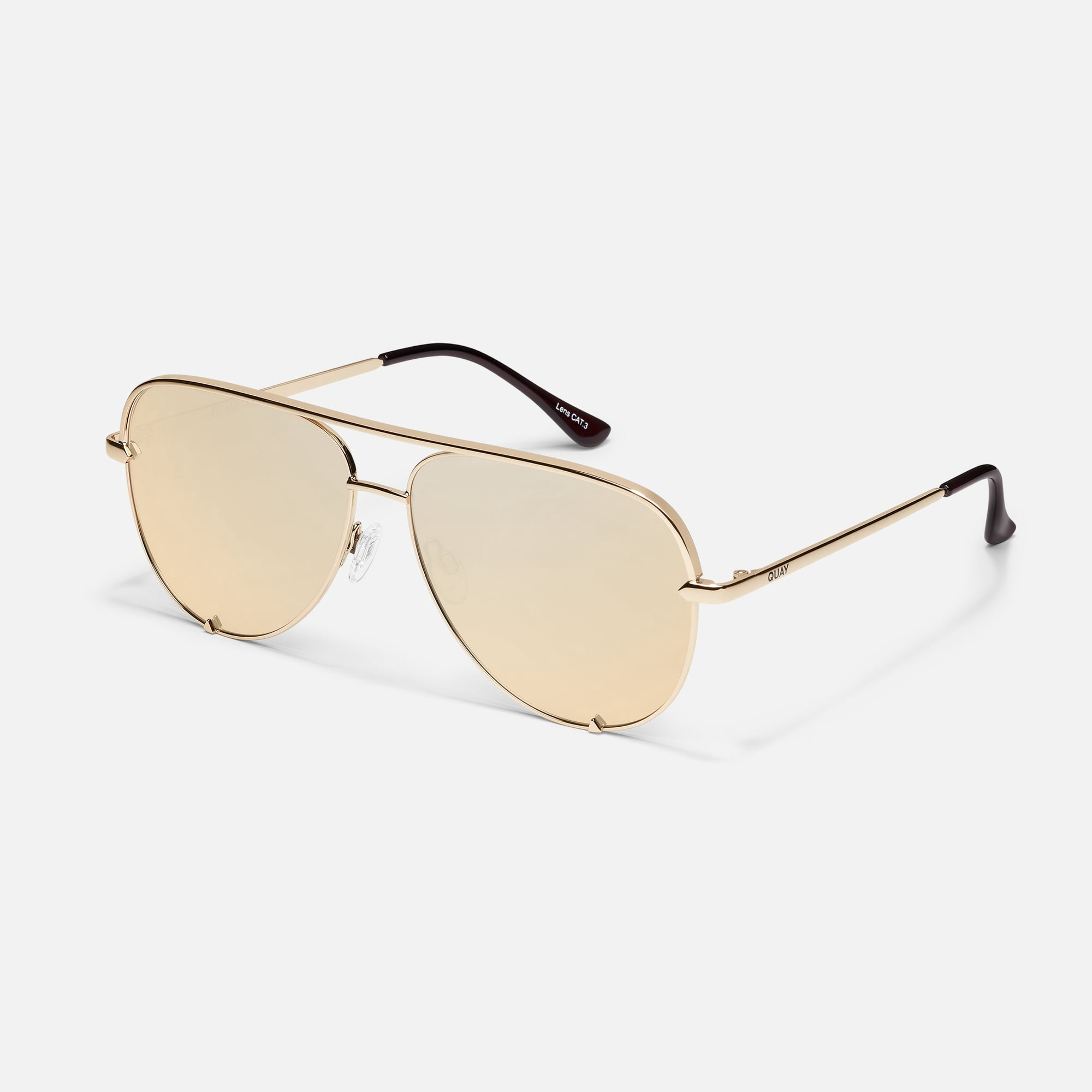 Quay Australia High Key Aviator Sunglasses, Gold/Gold Polarized