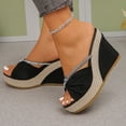 thumbnail image 6 of Fiaer Wedges Rhinestone Platform Sandals for Women Summer Bow Plus Size Open Toe Sandals Vacation Beach Boho Sandals Black 9.5, 6 of 9