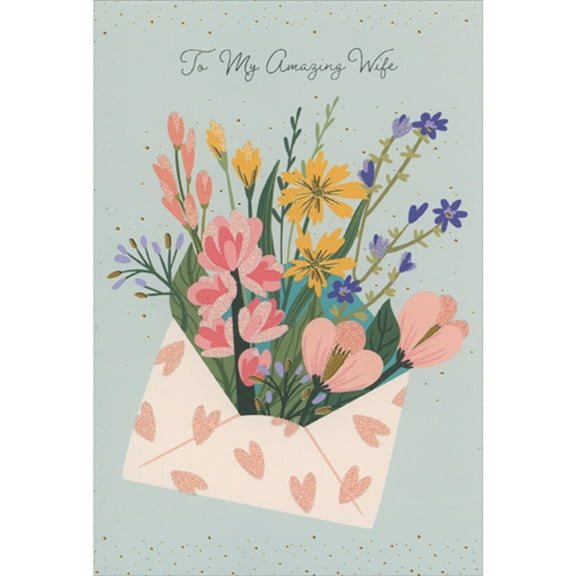 Pictura Floral Delivery in Heart Covered Envelope Birthday Card for Wife