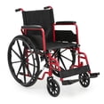 thumbnail image 1 of Sillas de ruedas MoNiBloom para adultos, ultraligeras, con respaldo abatible, brazos acolchados y reposapiés abatibles desmontables, asiento de 18 pulgadas de ancho, capacidad de 300 lb, color rojo, 1, 1 of 5