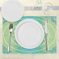 thumbnail image 3 of Teal and Lime Placemats Set of 4 Ombre Mandala Ethnic Pattern with Flower and Petals Hippie Style Art, Washable Fabric Place Mats for Dining Room Kitchen Table Decor,Teal Lime and White, by Ambesonne, 3 of 6
