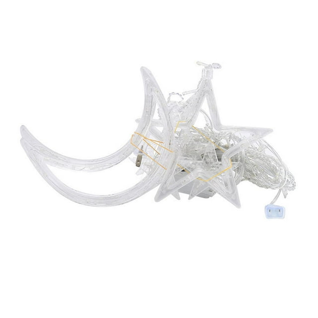 Cortina de luces LED decorativas para ventana de Ramadán, Eid, fiestas navideñas, 8 modos, para patio, jardín y hogar. Blanco cálido