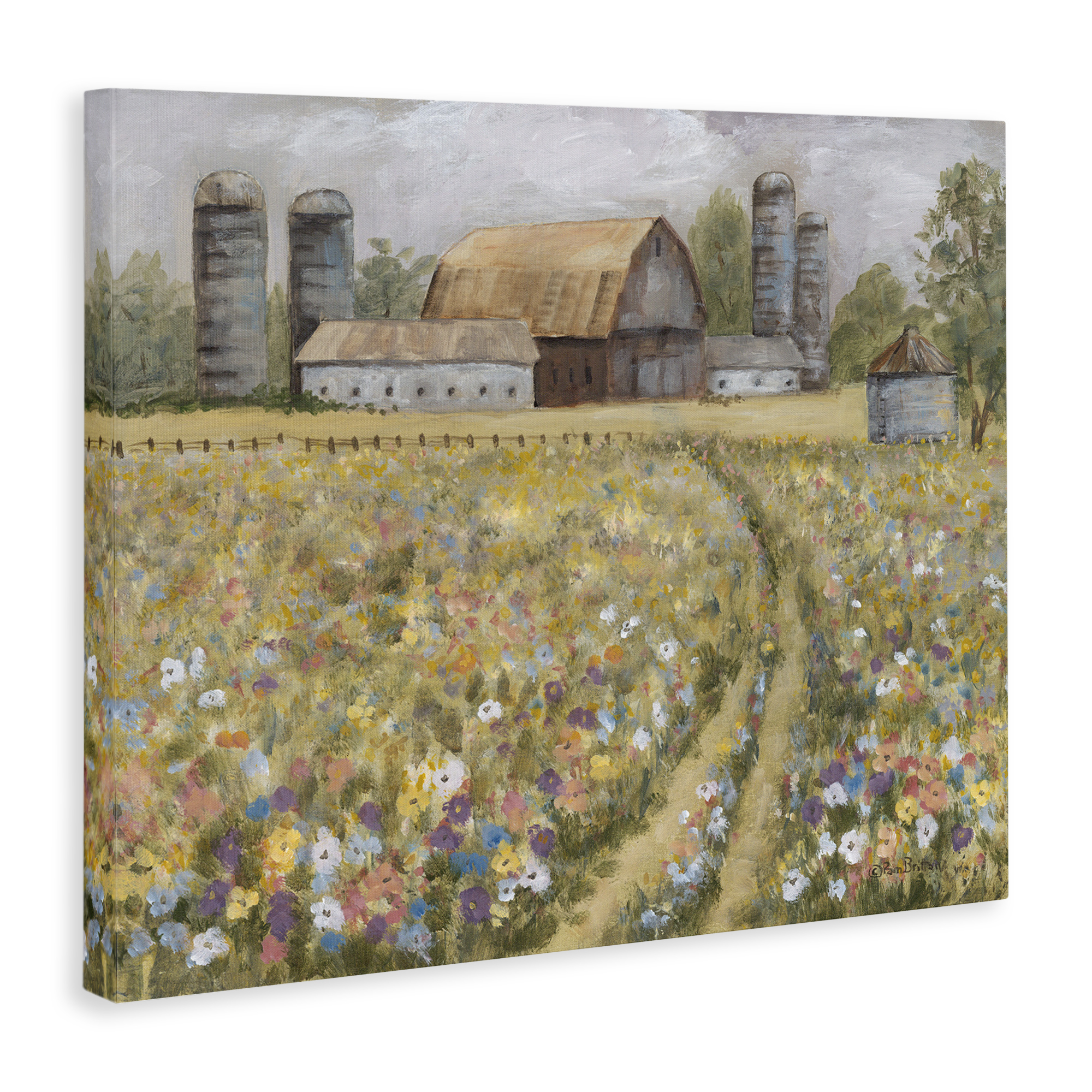 Stupell Industries Meadow Path to Barn Landscape Painting Gallery Wrapped Canvas Art Print Wall Art, 30 x 24