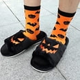 thumbnail image 4 of 1 Pair Halloween Pumpkins Plush Flip Flops Casual Home Plush Slippers for Women, 4 of 13
