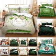 thumbnail image 2 of Fabric Thin size Full Twin Bed Double Single 3PCS Sets Bedding 3D Cover Quilt King Green Set Cover Duvet Christmas, 2 of 7