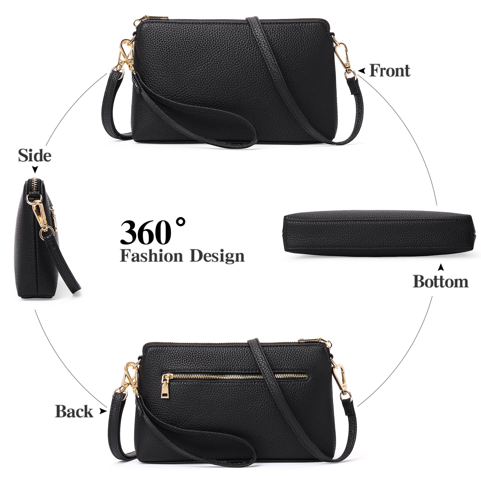 GAEKEAO Crossbody Bags for Women RFID Blocking Leather Shoulder Purse with Adjustable Strap & Top Zipper
