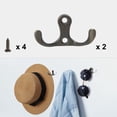 thumbnail image 3 of Dual Hooks Zinc Alloy Hook Coat Hat DIY Robe Hooks Clothes Hanger Holder w Screws 2pcs, Bronze Tone, 3 of 7