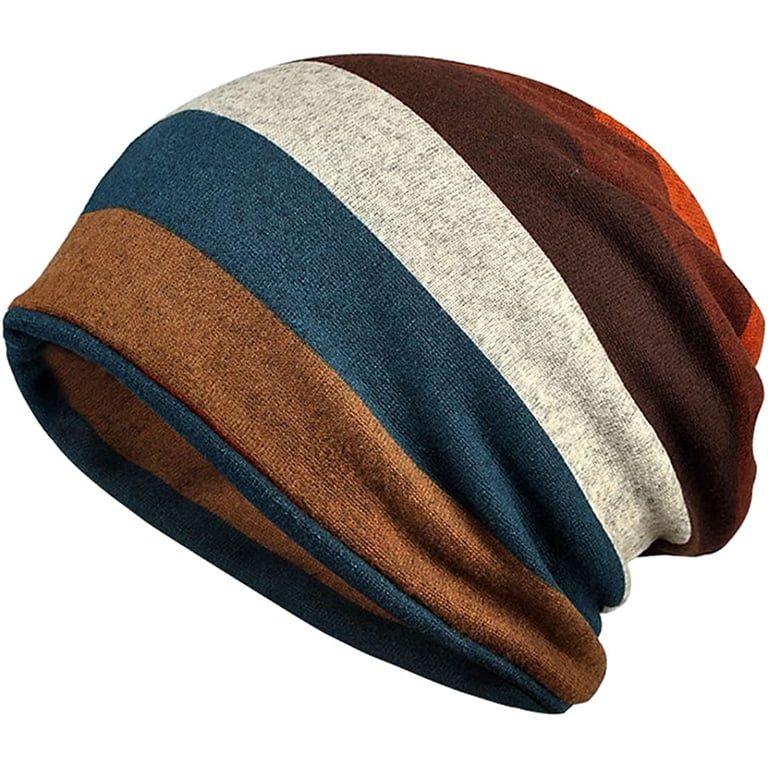 2 Pack Women\'s Thin Bonnet Cap Autumn Casual Beanies Hat, Blue Brown Jemis Skullies Beanies Thin Bonnet Cap Autumn Casual Beanies  main image 3