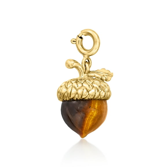 Ross-Simons Tiger Eye Acorn Charm in 18kt Gold Over Sterling, Women's, Adult