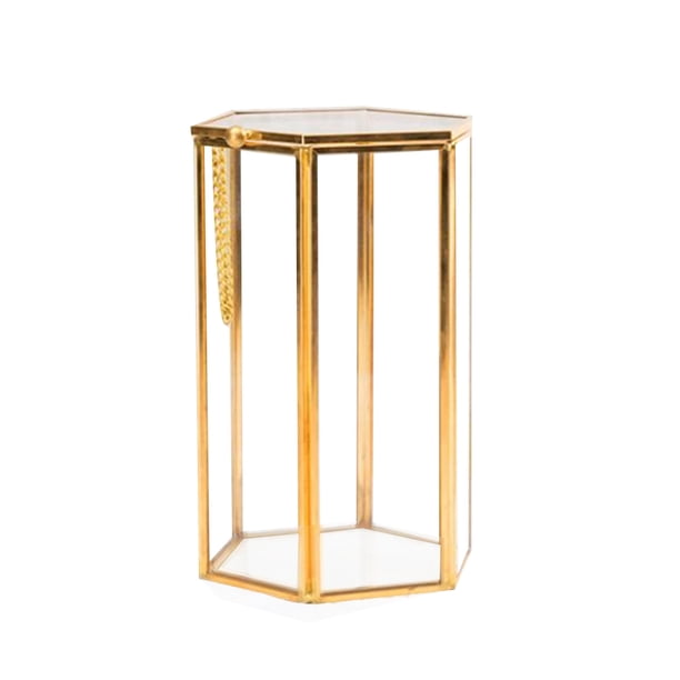 Organizador de maquillaje hexagonal retro, caja de almacenamiento, soporte para brochas de maquillaje, contenedor para brochas de maquillaje, estuche para brochas cosméticas (dorado)