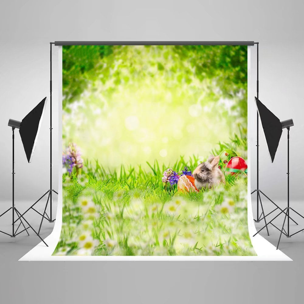 MOHome 5x7ft Natural Scenery Spring Studio Background Colorful Flowers Eggs  Photography Backdrop for Children Easter Photo Studio 