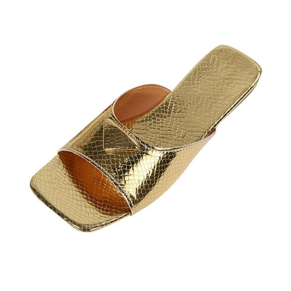 Gold Women'S Casual Footwear With Covered Toe Hollow Thick Heel Perfect For Spring Summer Leisure Time