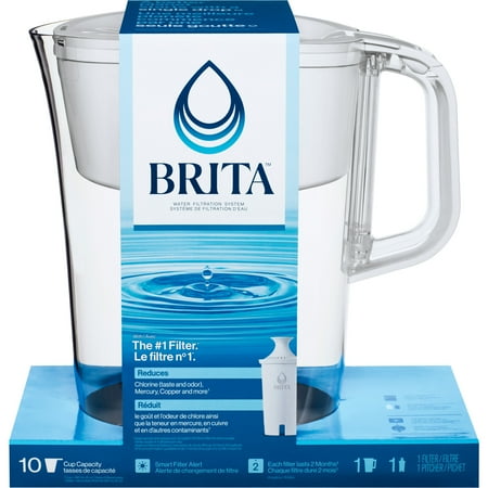 Brita Large 10 Cup White Tahoe Water Filter Pitcher with 1 Standard Filter, Made Without BPA