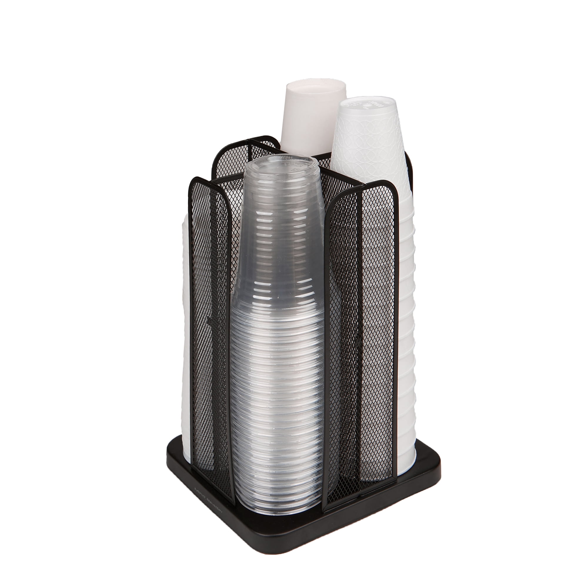 Mind Reader Cup and Lid Carousel Holder Organizer, Black Metal Mesh ...