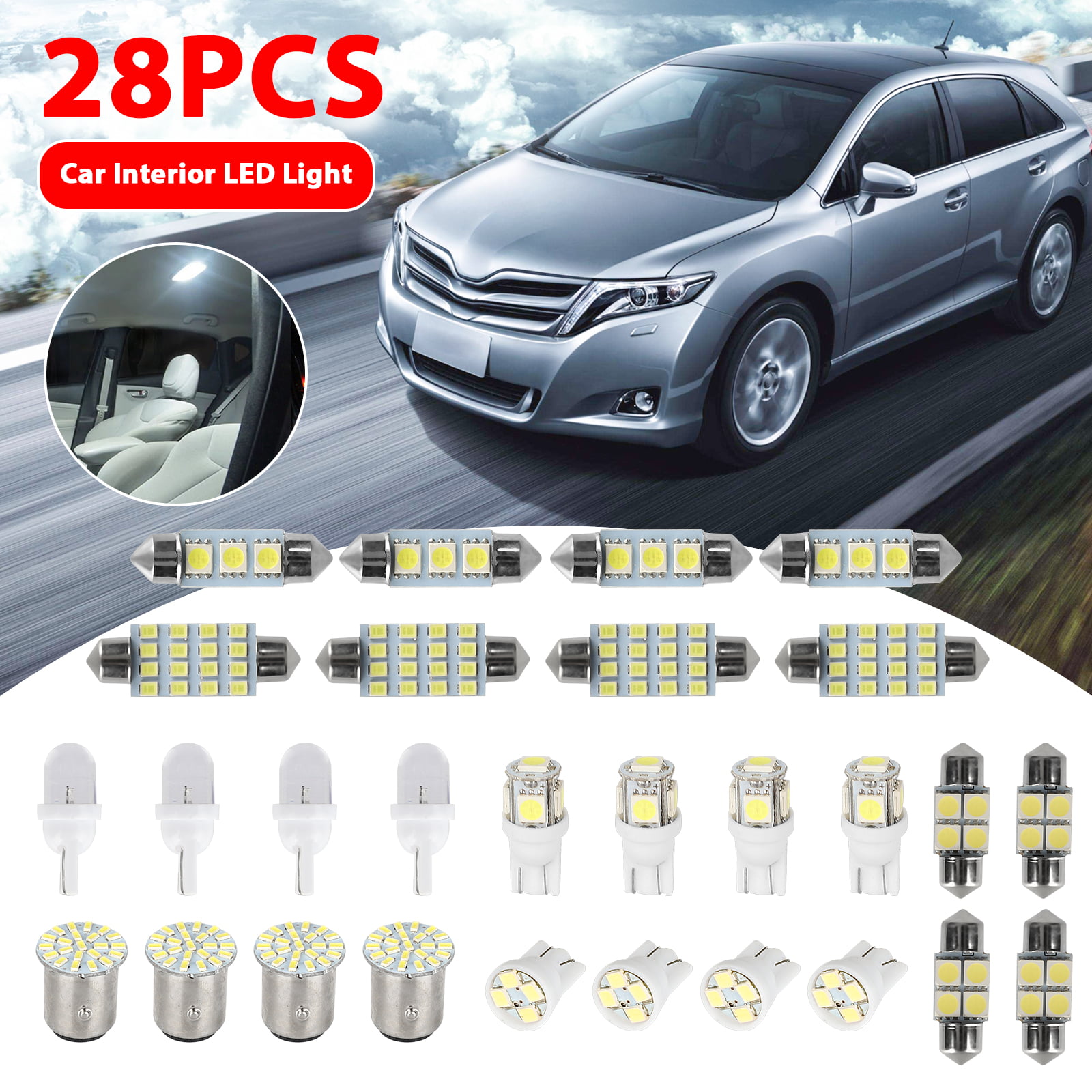 13x Auto Car Accessories Interior LED Lights For Dome License Plate Lamp 12V Kit