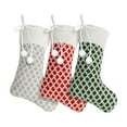 thumbnail image 2 of 3pc 17.7inch Large Christmas Stockings Colorful Plaid Xmas Stockings with Pom Pom Pandant | Wihte Plush Cuff Christmas Hanging Ornaments Candy Gift Bags for Fireplace, Holiday Party Decor, 2 of 6