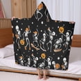 thumbnail image 5 of Black Halloween Dancing Skeletons Hooded Bath Towel，60"x35" for Ages 3 To 12 Kids, Quick Dry Lightweight Soft Microfiber Hood Beach Towel Cover Up for Kids, 5 of 7