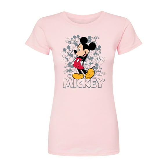 Disney - Mickey Cluster  - Juniors Fitted Short Sleeve Graphic T-Shirt