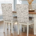 thumbnail image 2 of Farmhouse Light Grey Floral Chair Back Covers Set of 6, Linen Boho Paisley Flower Rustic Stretch Dining Chair Back Slipcovers Removable Seat Cover for Kitchen Restaurant Hotel Cafe, 2 of 9