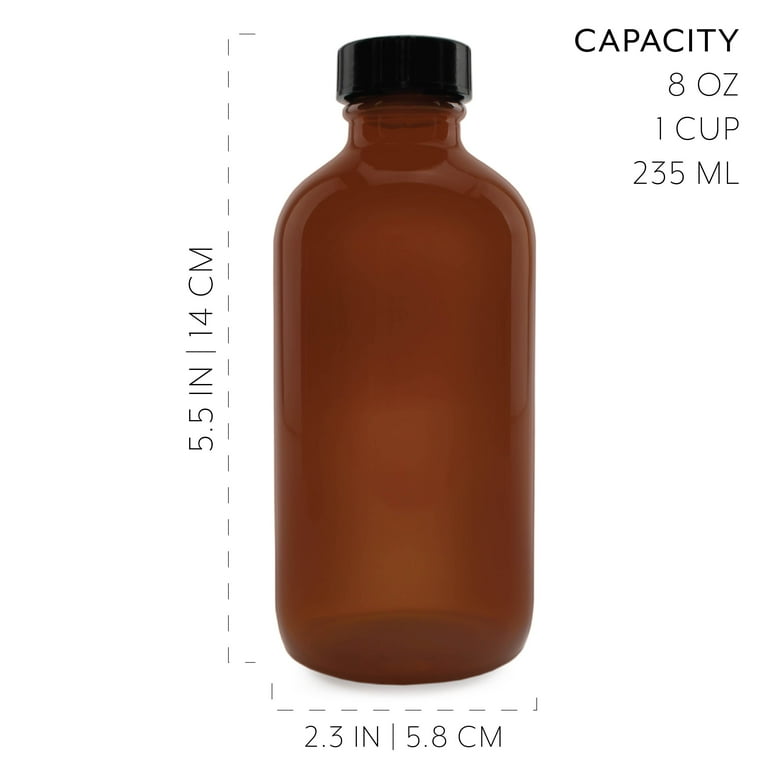 Amber Glass Bottle Amber Glass Boston Round Bottles (1 Oz) 6-Pack With  Black Phenolic Caps + Labels & Funnel Amber Bottles